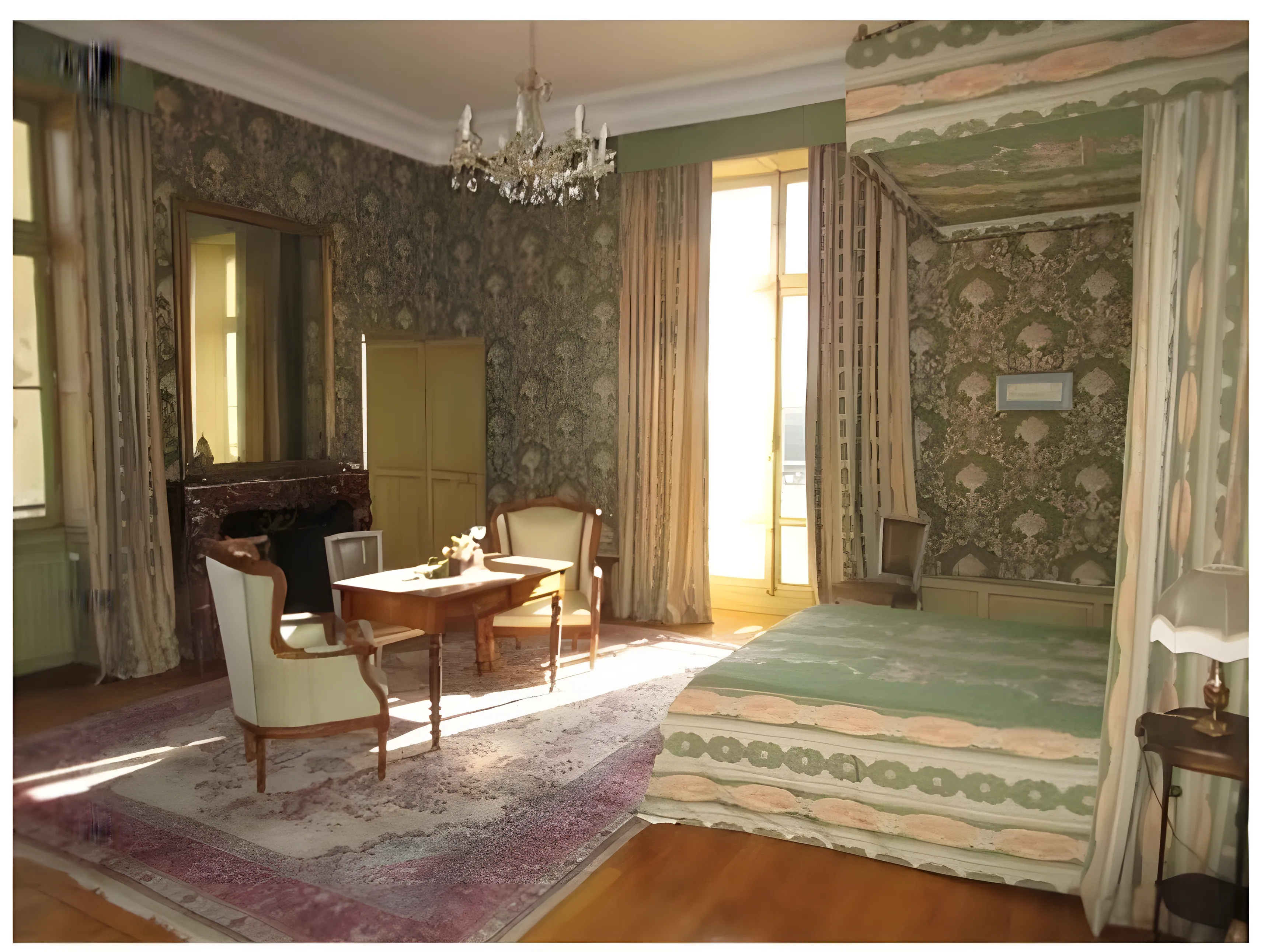 Château de Beauchamp — chambre verte baldaquin