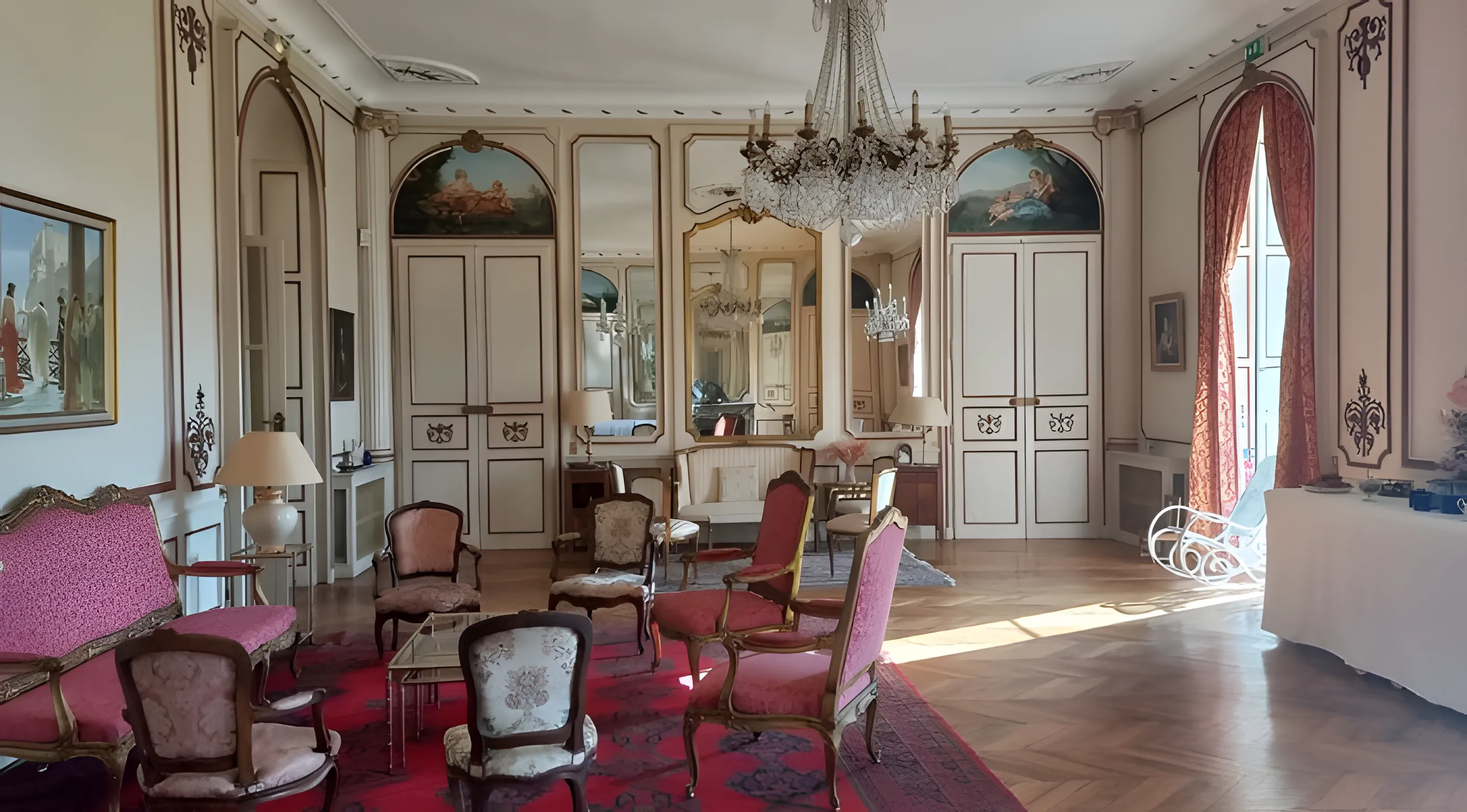 Salon rose aux miroirs, réception de mariage au château