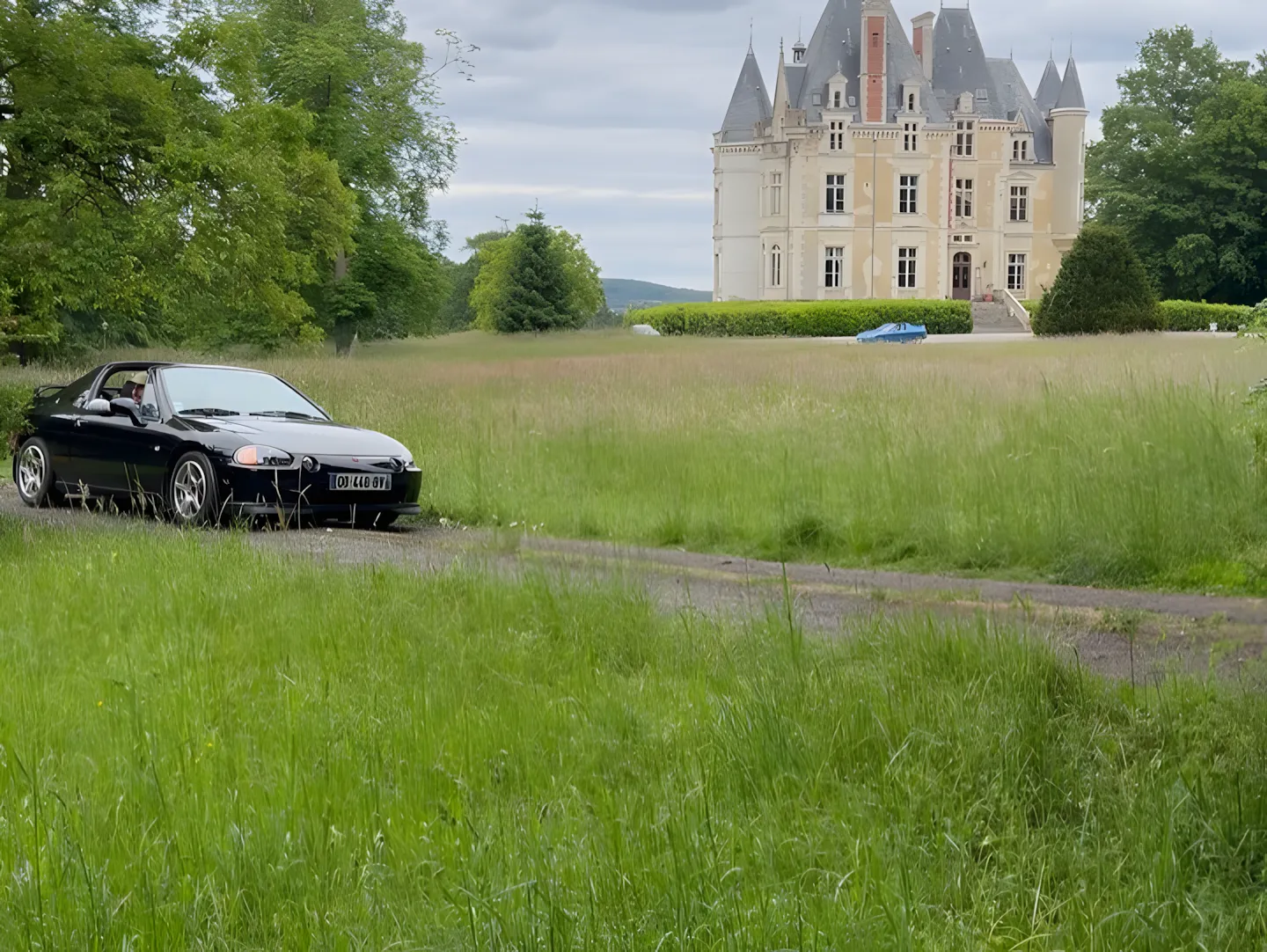 Voiture d'exception dans les hautes herbes du domaine de Beauchamp