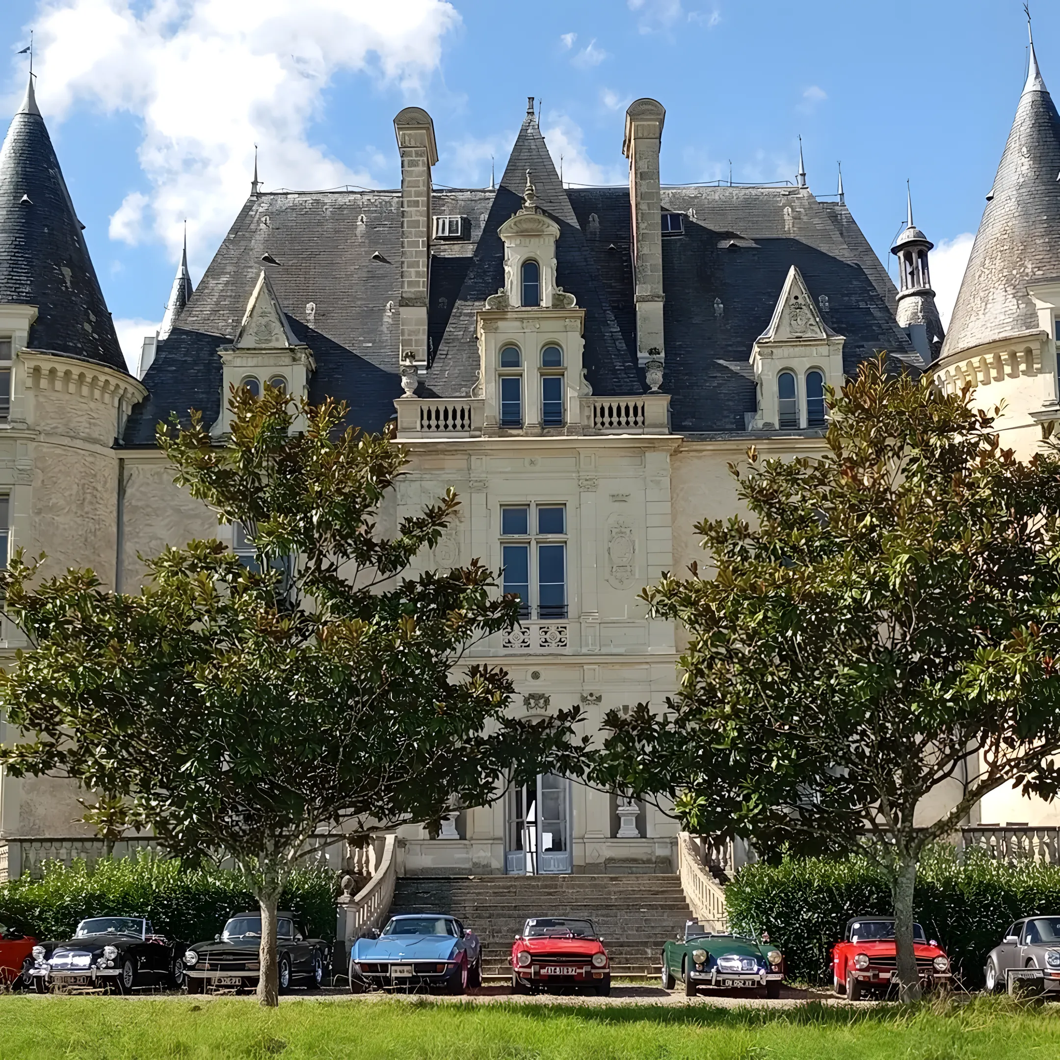 Château de Beauchamp — voitures collection facade ete